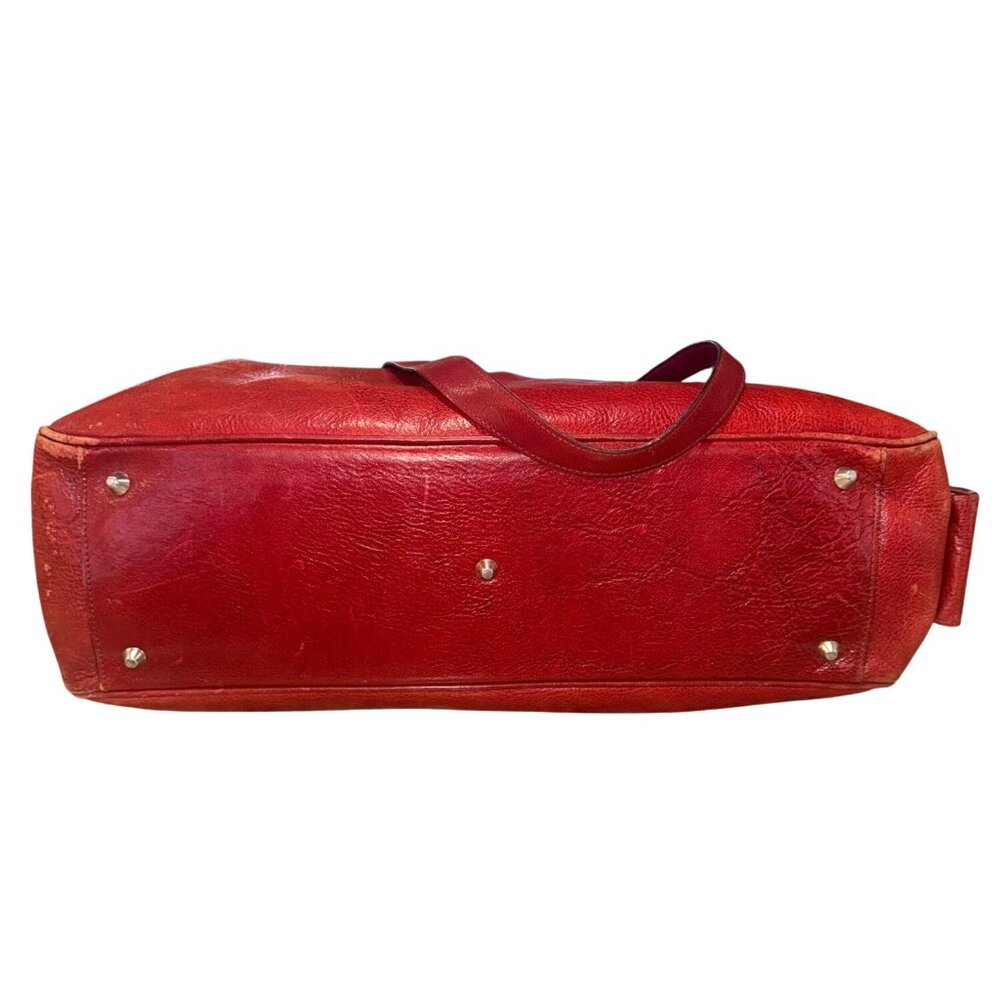 Vintage El Portal Red Leather XL Briefcase Tote Computer Bag Multi Pocket Work - Picture 5 of 16